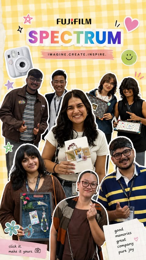 Instagram post by @thekalakaar_ for Instax. Caption reads: [...] days at **FujiFilm Spectrum** with....