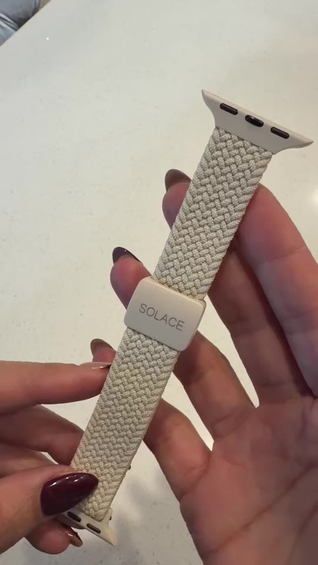 TikTok post by @fabulizz_ for Solace Bands. Caption reads: Such a cute Apple Watch band from @Solace Bands ....