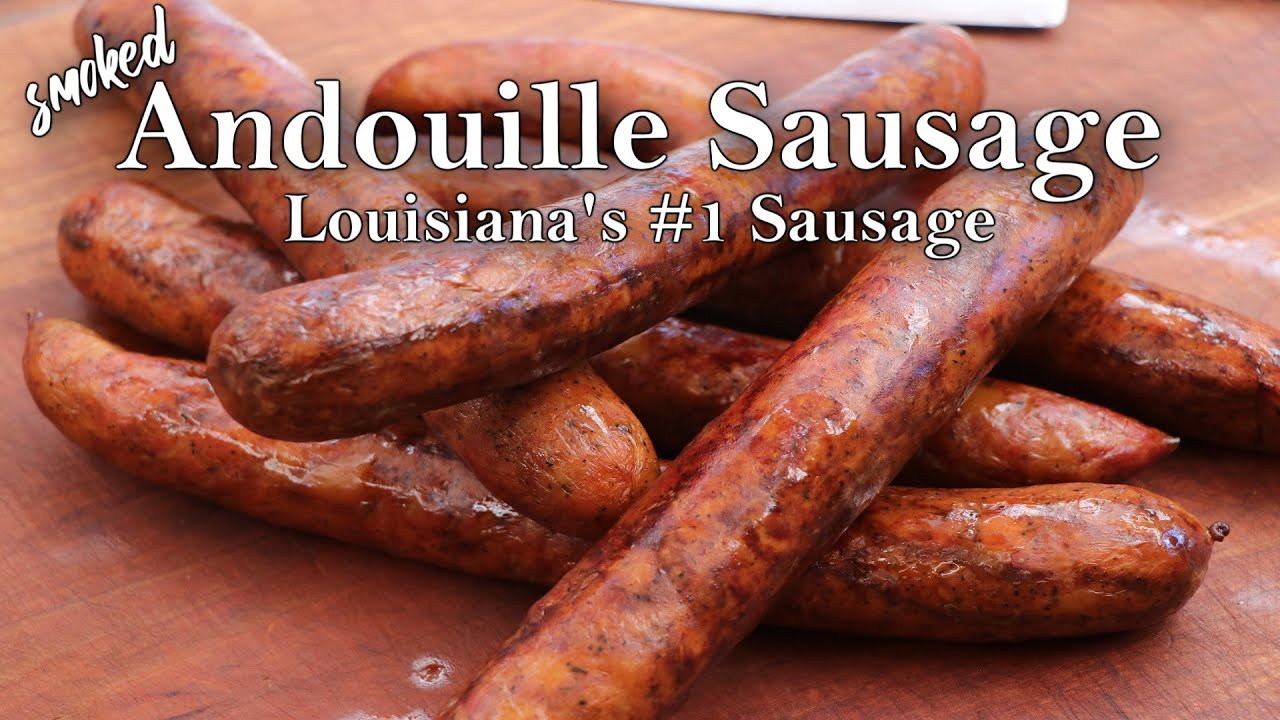 YouTube post by @2guysandacooler for ThermoWorks. Caption reads: New Orleans Andouille Sausage | Celebrate Sausage....