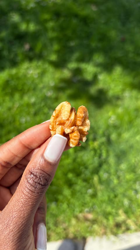 Instagram post by @veganzinga for California Walnuts. Caption reads: Y’all were right, refrigerating my walnuts made a....