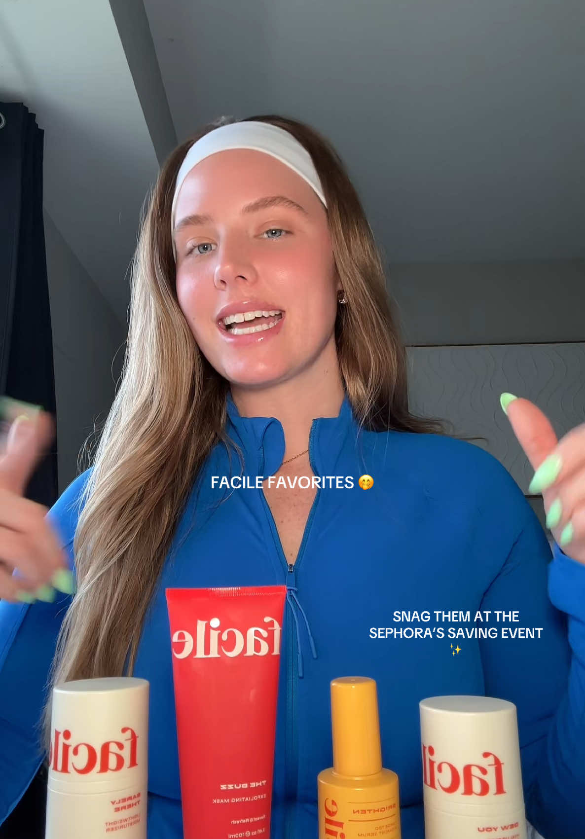 TikTok post by @skinwithhav for Facile Skin. Caption reads: @Facile Skin FAVORITES & you can shop them at the....