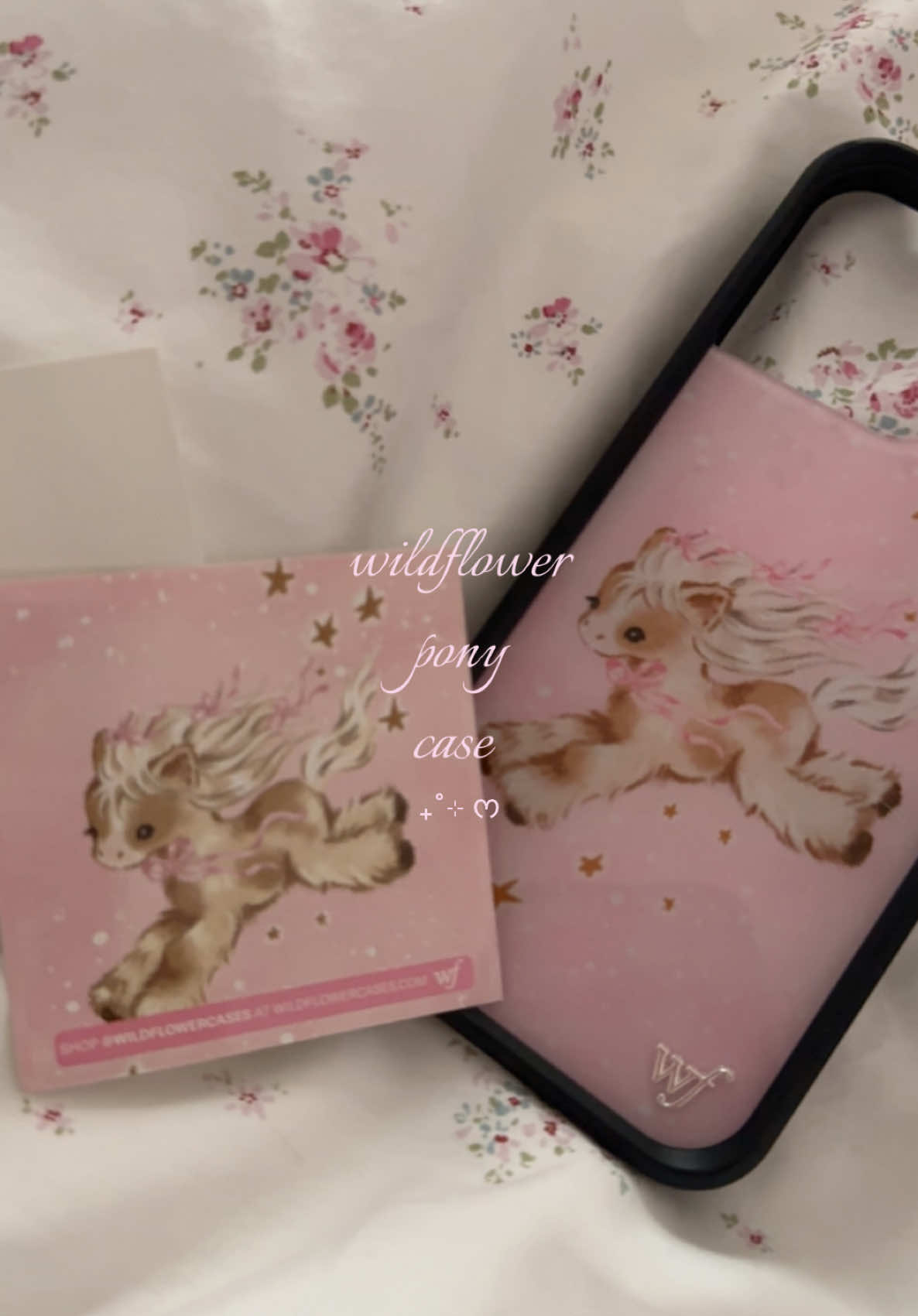 TikTok post by @miseryinlace for Wildflower Cases. Caption reads: i <3 wildflower cases 🪽🍦🩰 @Wildflower Cases....