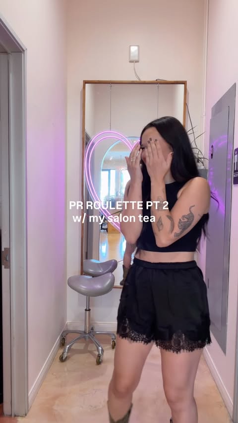 Instagram post by @thehairrwiz for K18 Hair. Caption reads: pr roulette pt 2 except the girls either really....