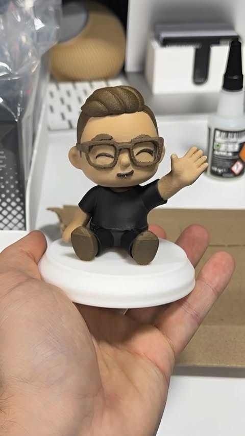 Instagram post by @davidkrammer for Creality. Caption reads: I made a MINI ME with the Creality SparX i7!....