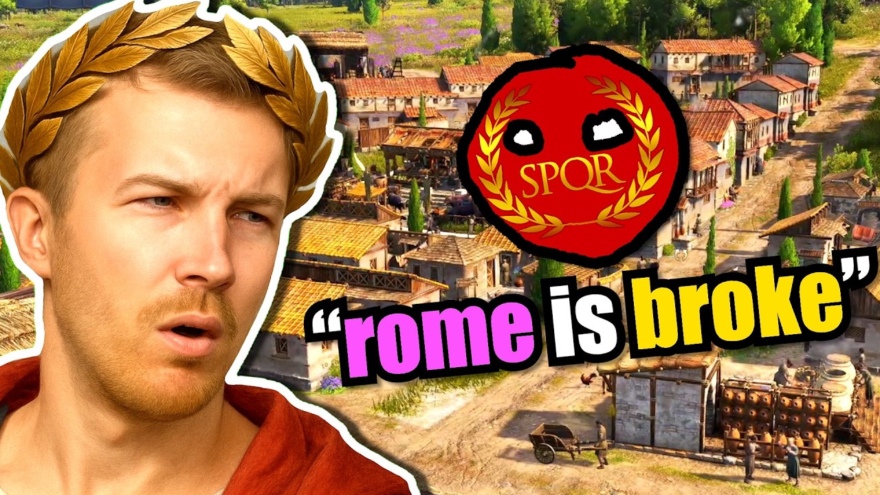 YouTube post by @DruuuWu for TrovaTrip. Caption reads: Rome Sent Me to Build a City — I Bankrupted the....