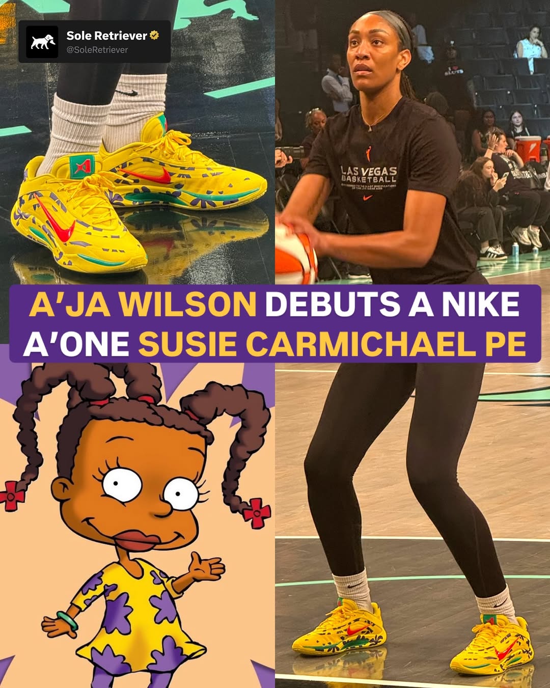 Instagram post by @wnbagotgame for Nike. Caption reads: A’ja’s latest @Nike A’One PE is inspired by....