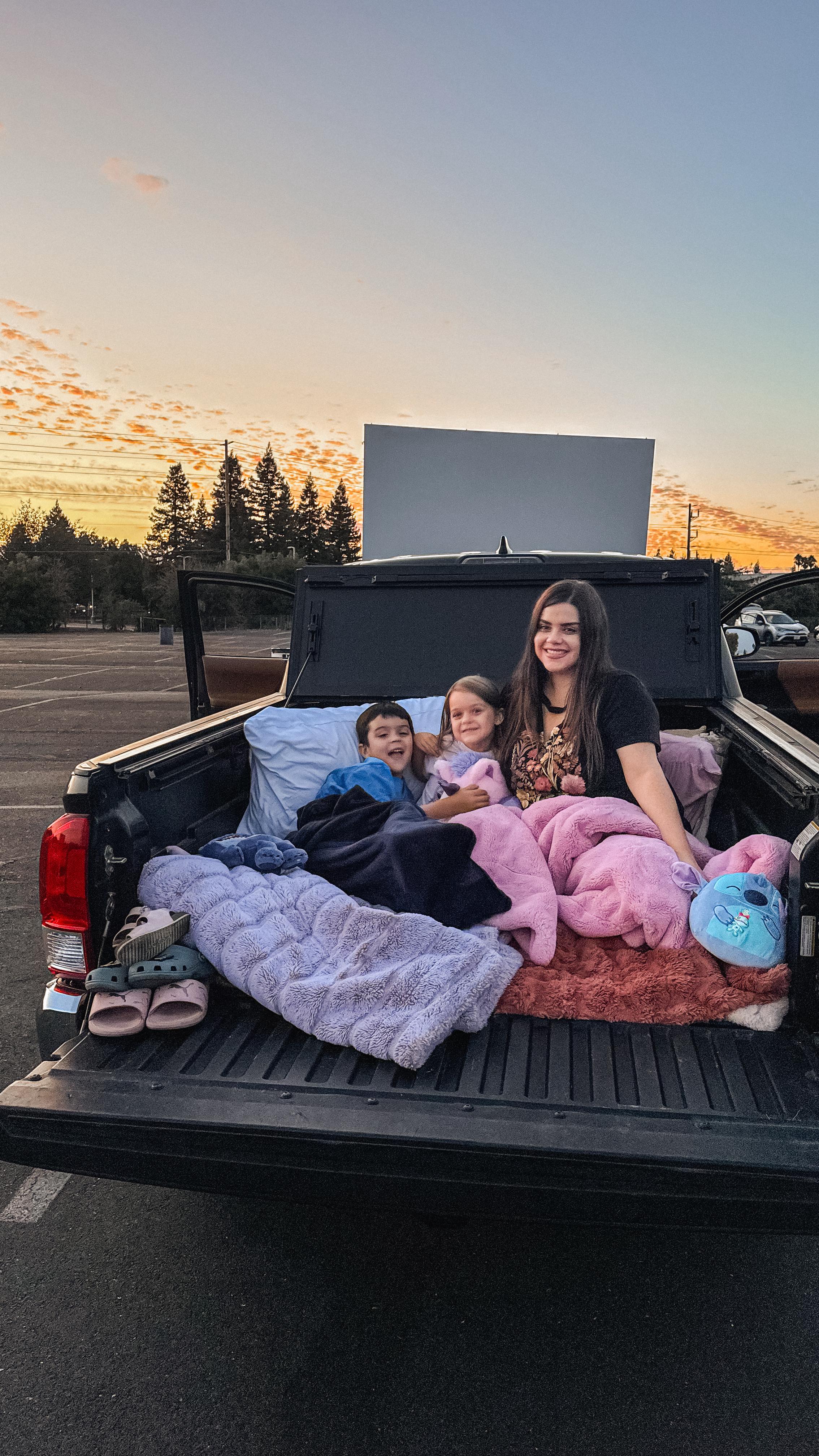 Instagram post by @haleymartinoxo for Visit California. Caption reads: Movie nights @westwinddriveins 🎥🍿

#ad My family....