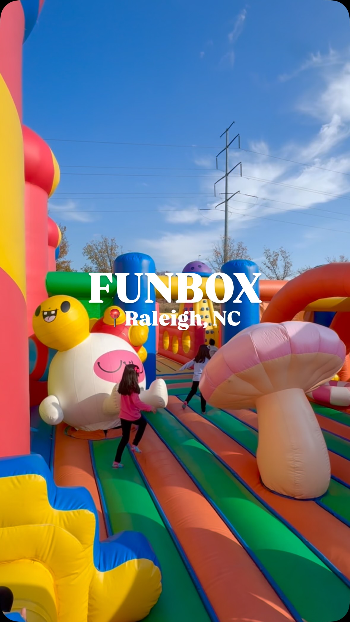 Instagram post by @ncmomfinds for Funbox. Caption reads: Jump into weekend fun at @funbox Raleigh! 🎉 The....