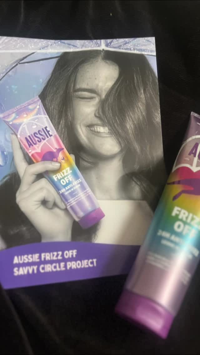 Instagram post by @sabcia83 for Aussie Haircare. Caption reads: Aussie Frizz Off Serum tames frizz instantly,....