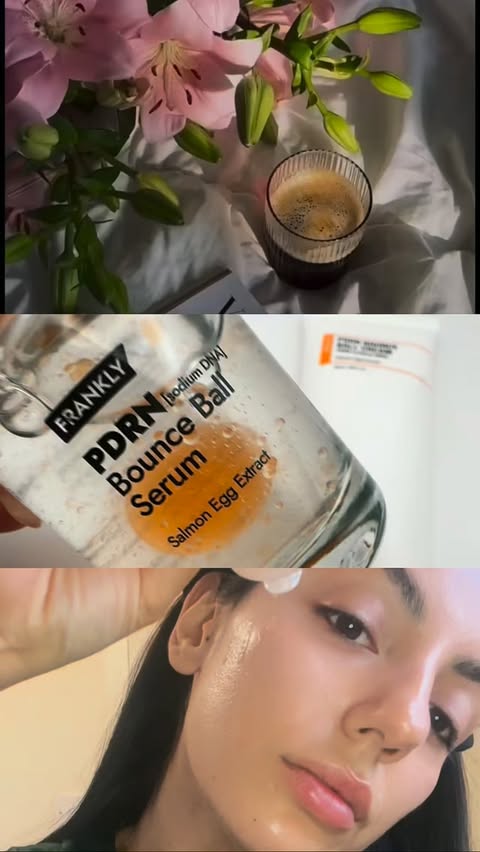 Instagram post by @captured.bymags for FRANKLY. Caption reads: [...] the PDRN Bounce Ball Serum & Cream from....