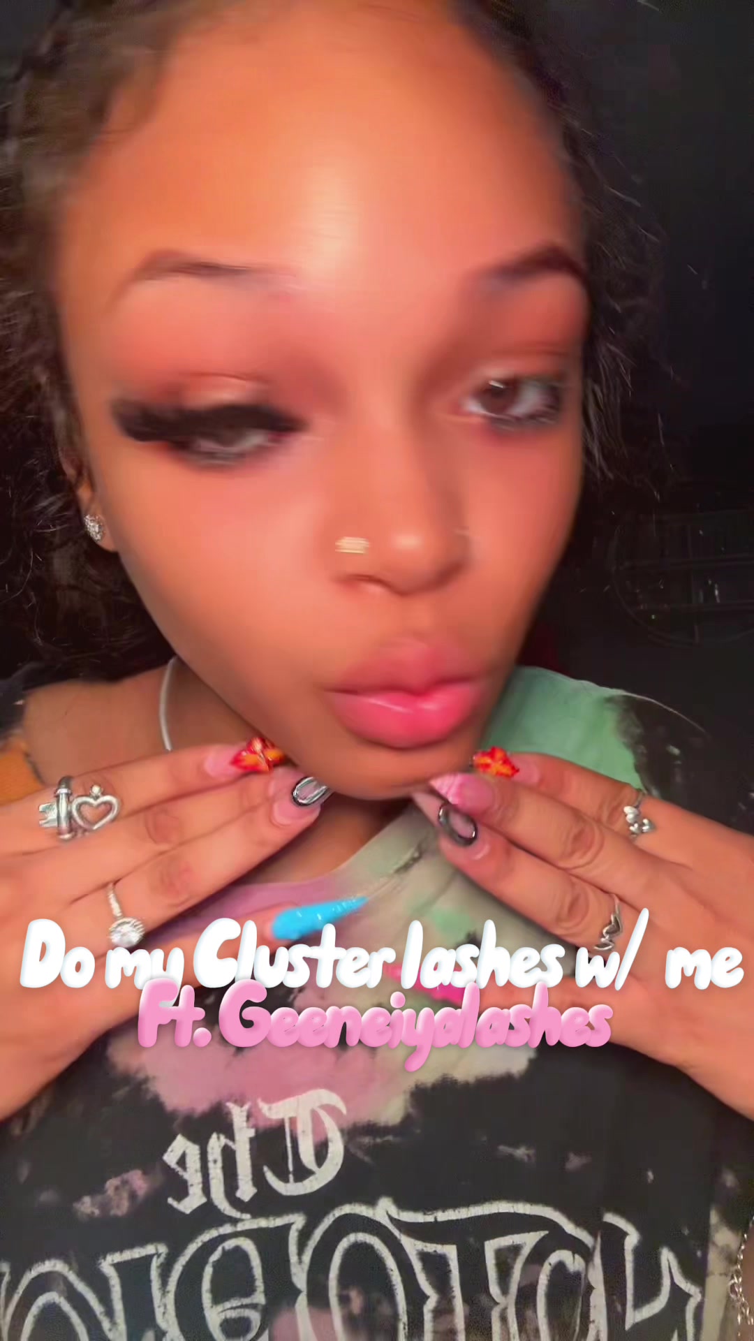 TikTok post by @aaliyaahja for OkayLove Lashes. Caption reads: My favorite lashes🥰 @Geeneiya Lashes🩷.