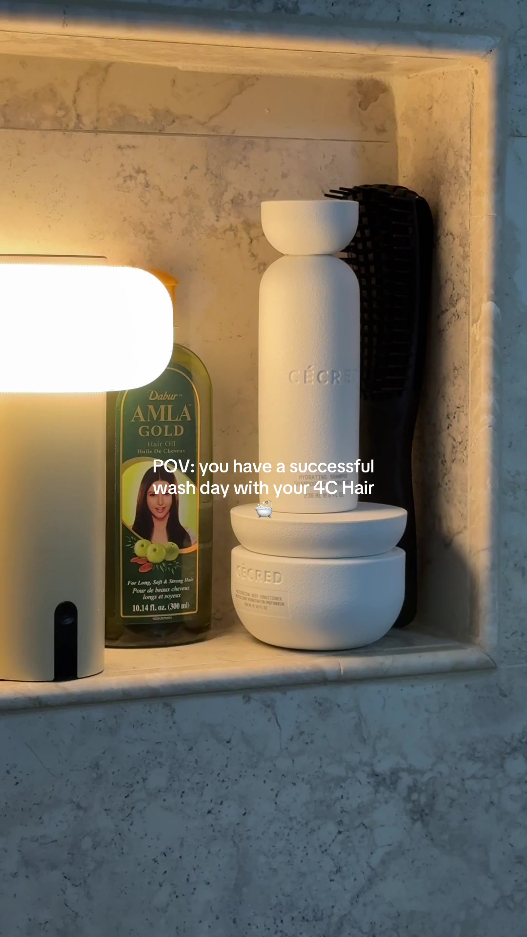 TikTok post by @itsyolanti for Cécred. Caption reads: [...] shampoo made my process SO much easier....