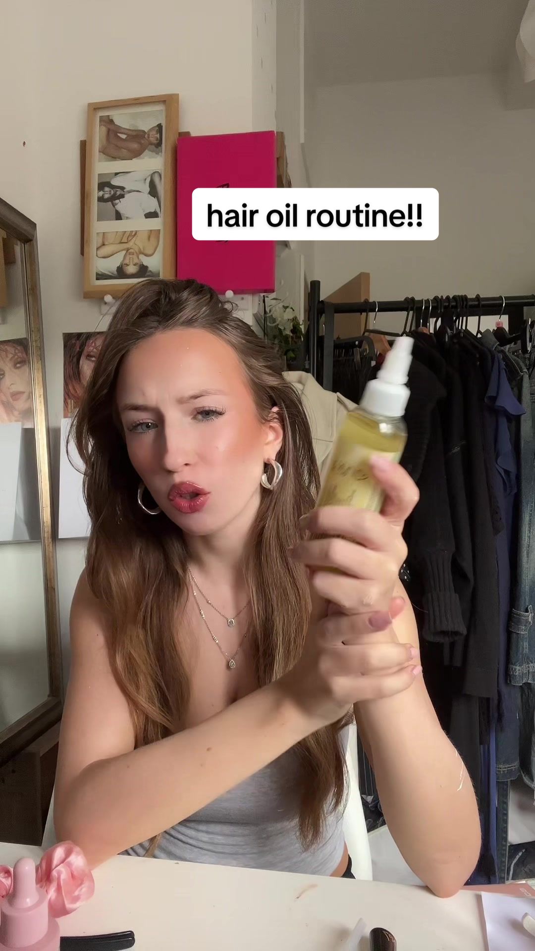 TikTok post by @popgoestheeweasel for Hair Syrup. Caption reads: @hairsyrup saving my hair day by day .