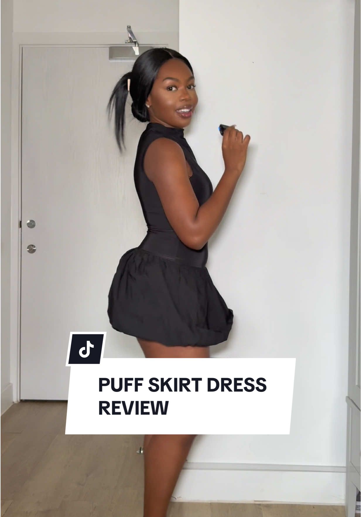 TikTok post by @shanteldebonsu for Rebellious Fashion. Caption reads: [...] trainers or keep it classy with heels? 🥹....