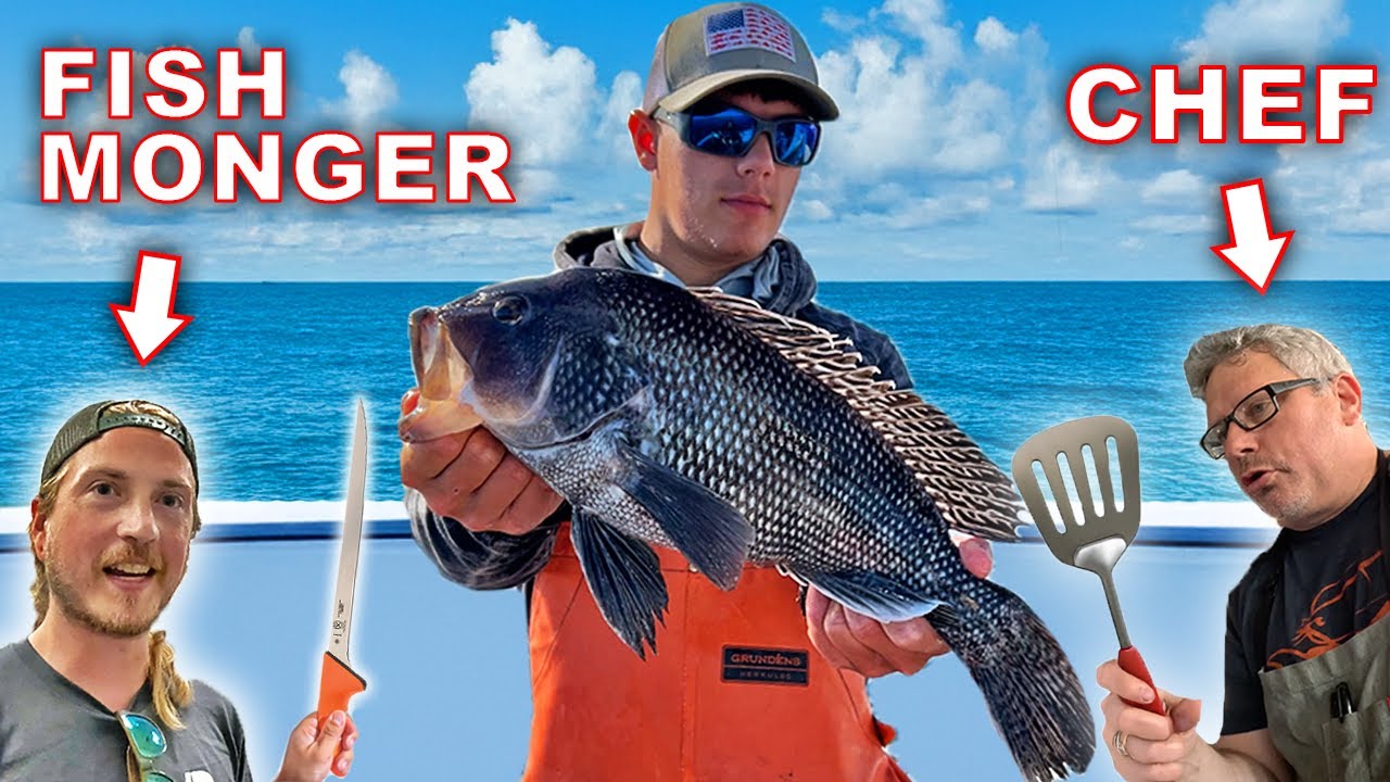 YouTube post by @Tackle2thePeople for Mustad Fishing. Caption reads: Why "Fresh" Seafood Isn't Actually Fresh....