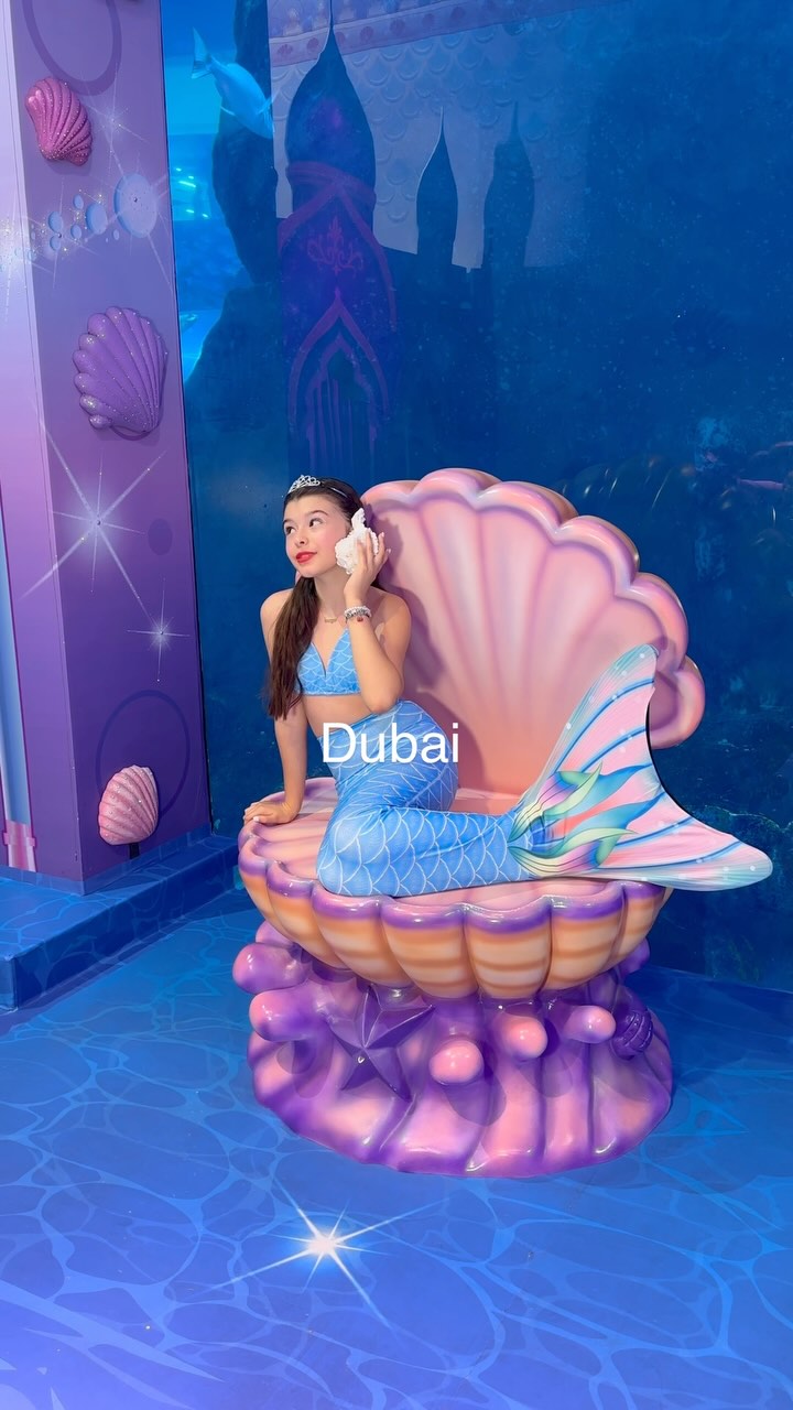 Instagram post by @mayabasol for Visit Dubai. Caption reads: Görkemli gökdelenler, serin sular ve dev parklar!....