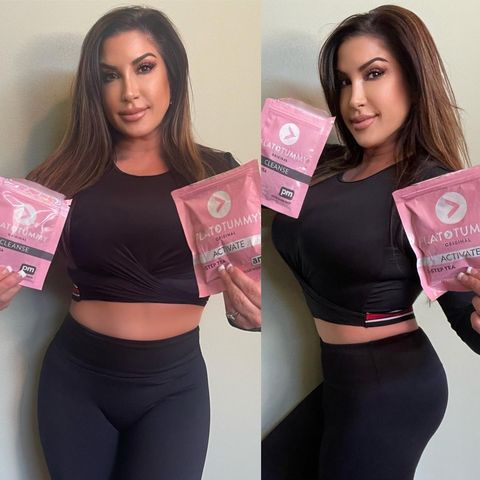 Instagram post by @jaclaurita for Flat Tummy Co. Caption reads: #ad Just finished @flattummyco's cleanse and,....