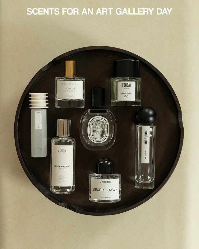 Instagram post by @eglegil for Byredo. Caption reads: [...] Paper* • Maison Violet Musc Angelique* •....