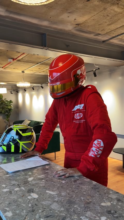 Instagram post by @_aarava for KITKAT. Caption reads: [...] a whole lot better for @f1 drivers…the....