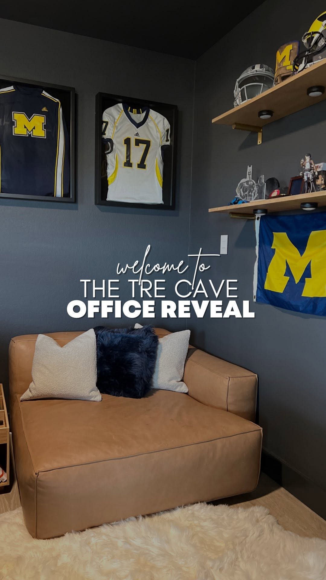 Instagram post by @kaylasimonehome for Article. Caption reads: What do you get when you combine an office,....