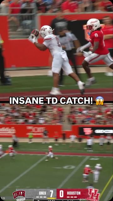 Instagram post by @unlvfootball for Old Trapper Beef Jerky. Caption reads: Jacob De Jesus with his 2nd TD catch for UNLV! 👏....