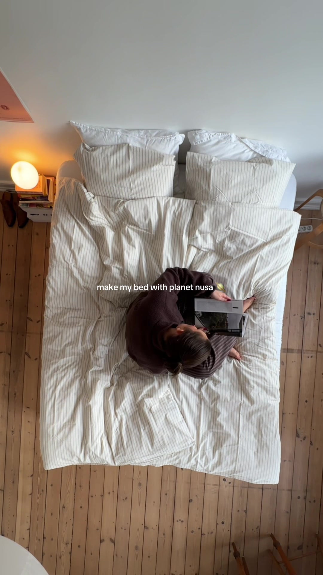 TikTok post by @petronellajohanssons for Planet Nusa. Caption reads: [...] bedding (and my whole outfit) from @Planet....