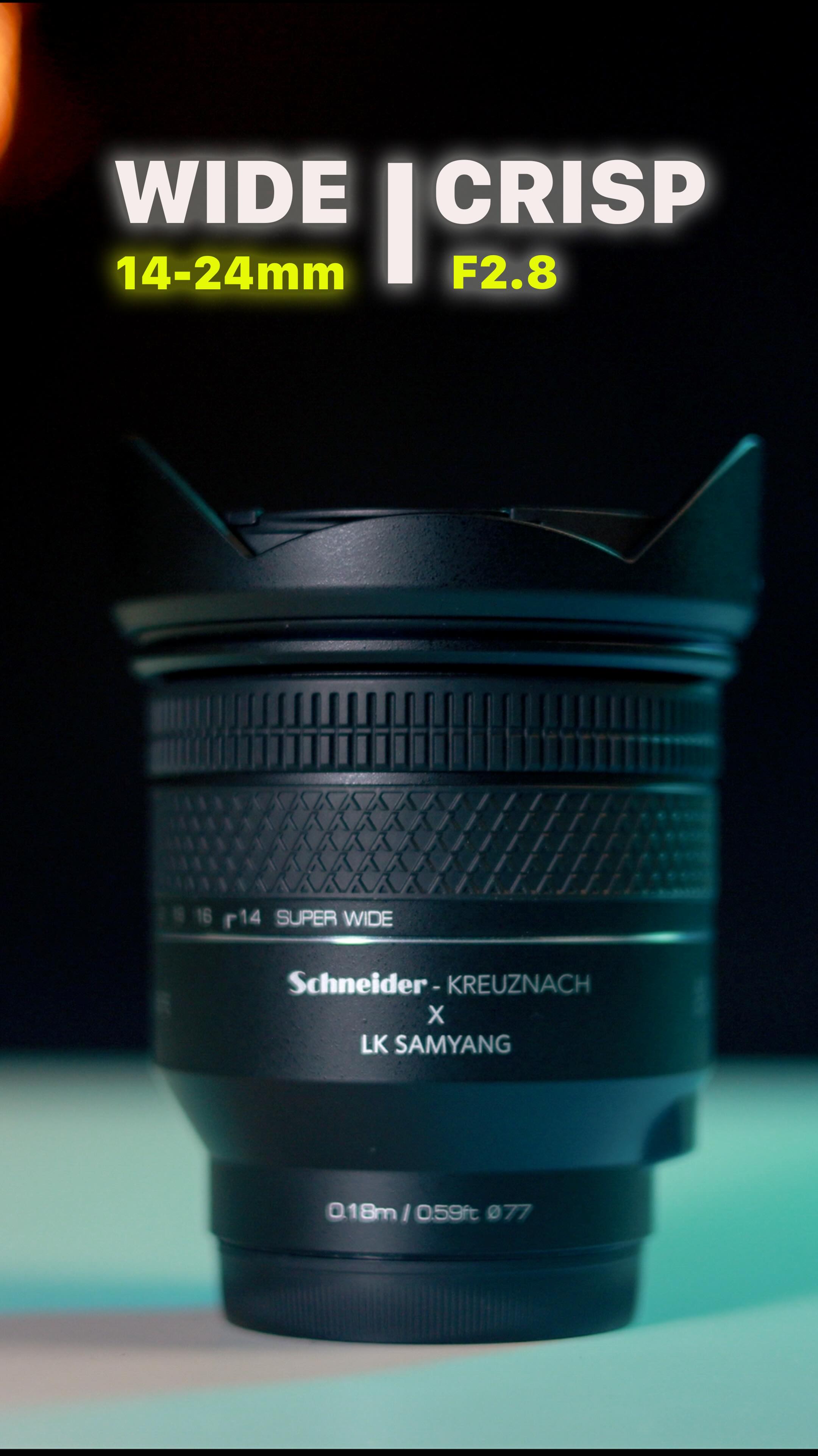Instagram post by @imdypro for Canon Italia. Caption reads: Schneider and LK Samyang unveil the AF 14-24mm....