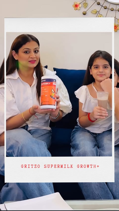 Instagram post by @shivani_malik_arora1502 for GRITZO. Caption reads: [...] support to my child’s daily diet like Gritzo....