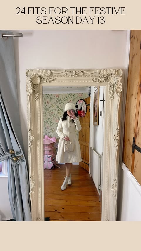 Instagram post by @hellomissjordan for LK Bennett. Caption reads: 24 FITS FOR THE FESTIVE SEASON DAY 13 ❄️ Bringing....