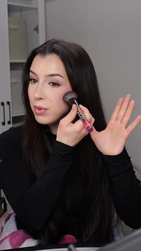 Instagram post by @ashleykaylamakeup for KALEIDOS. Caption reads: One of my most worn blushes This is the....