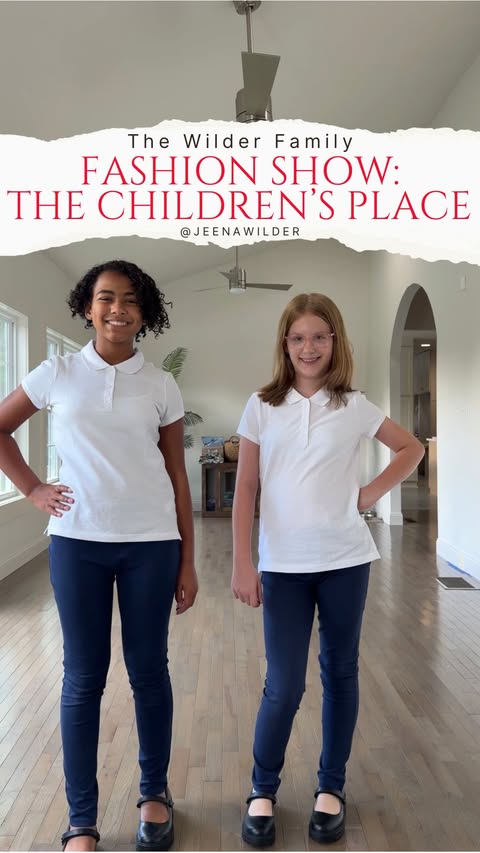 Instagram post by @jeenawilder for The Children's Place. Caption reads: [...] uniform styles in-store or at....