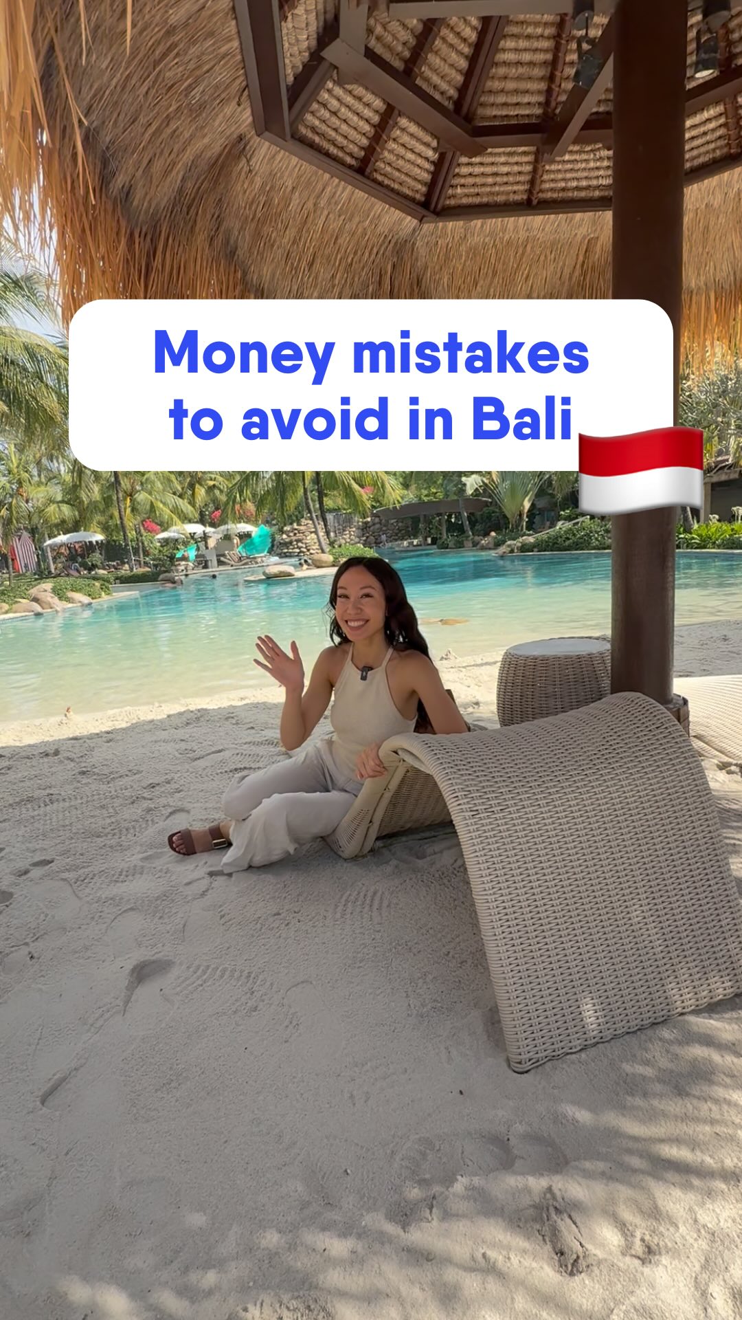 Instagram post by @investwithqueenie for Wise. Caption reads: Money mistakes to avoid in Bali 🇮🇩💸

❌ Not....