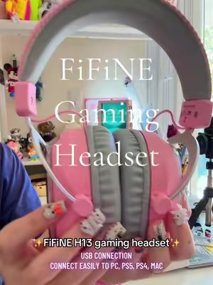 TikTok post by @katalinalynn_ for Fifine Indonesia. Caption reads: @Fifine Design #gamingheadset #fifine #headset....