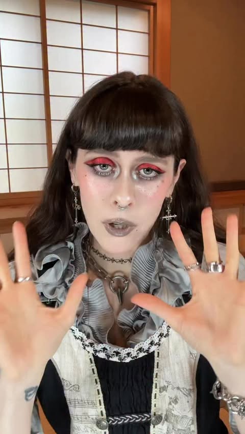 Instagram post by @ghoul.in.japan for Ask and Embla. Caption reads: [...] ⛓️‍💥⛓️🖤 
•
ad | 
•
•
•
#gothmakeup....