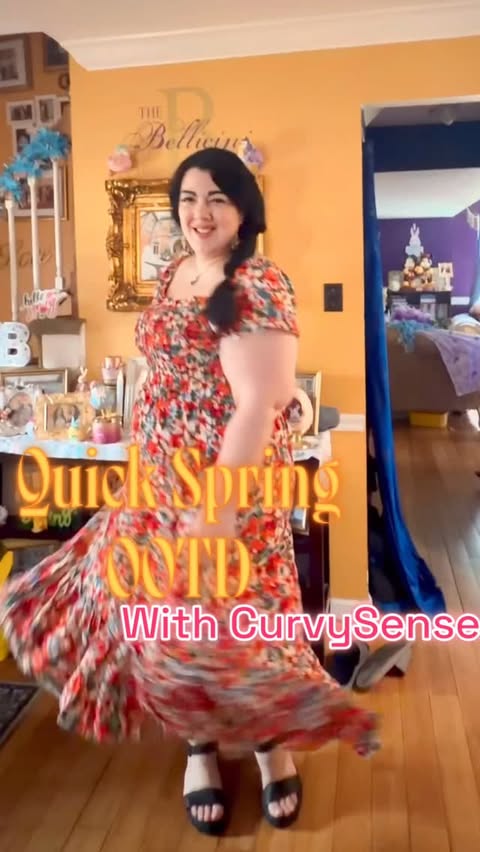 Instagram post by @principessagabriella for Curvy Sense. Caption reads: [...] wear and style floral maxi dress from....