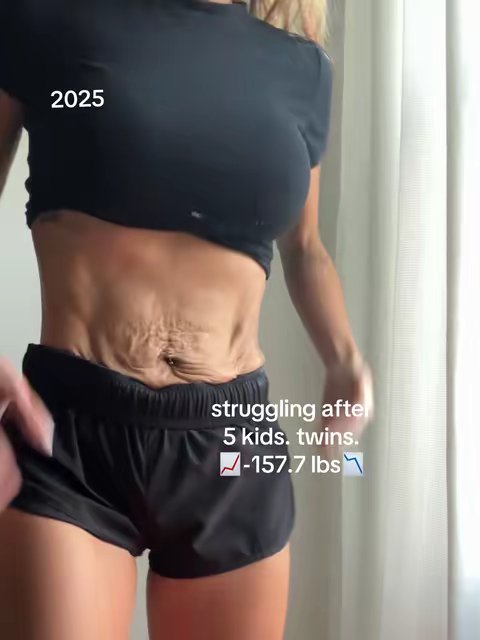 TikTok post by @2commamomma for Lifepro Fitness. Caption reads: 5 babies later. No overnight fix. No quick fix.....