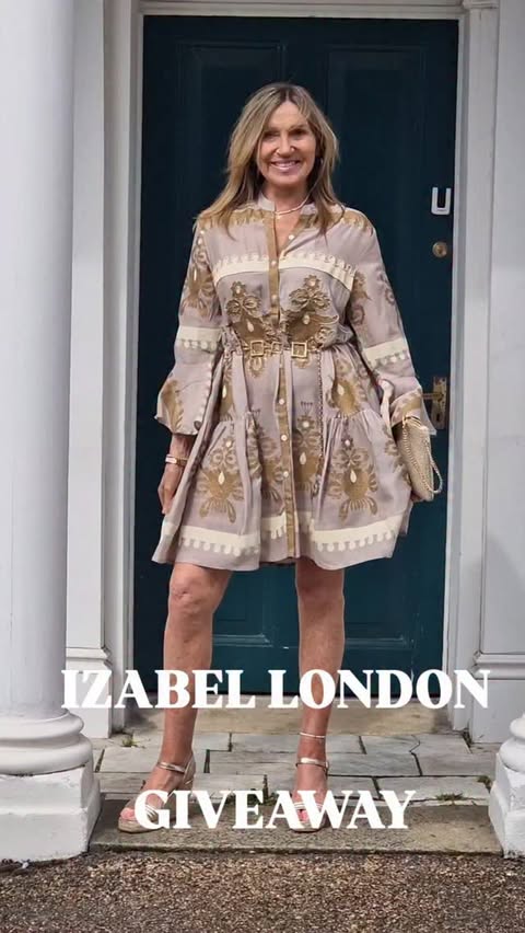 Instagram post by @tracys_fashion_style for Izabel London. Caption reads: [...] filming with this wind 🌪😆 Ad #izabellondon....