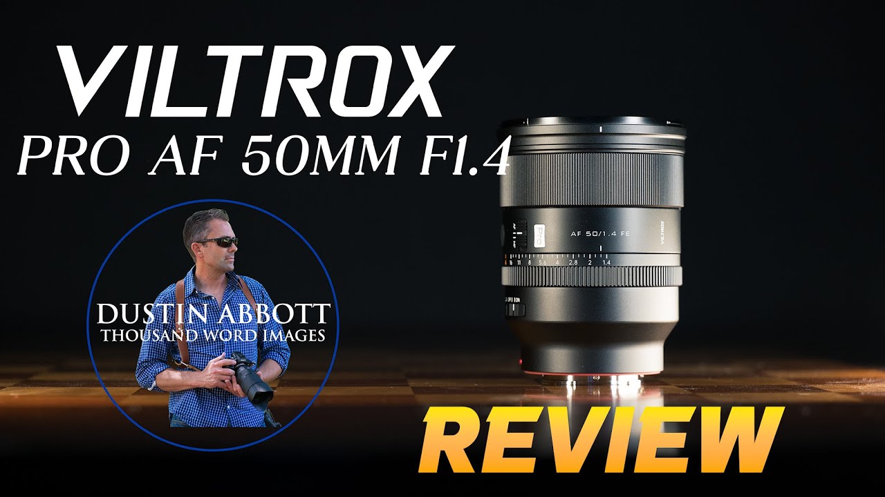 YouTube post by @DustinAbbottTWI for Viltrox. Caption reads: [...] takes a deep dive look at the Viltrox Pro AF....