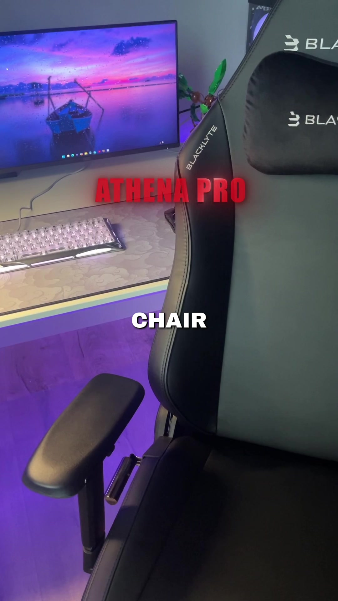 TikTok post by @setup.grind for Blacklyte. Caption reads: Blacklyte athena pro gaming chair || ad [...].