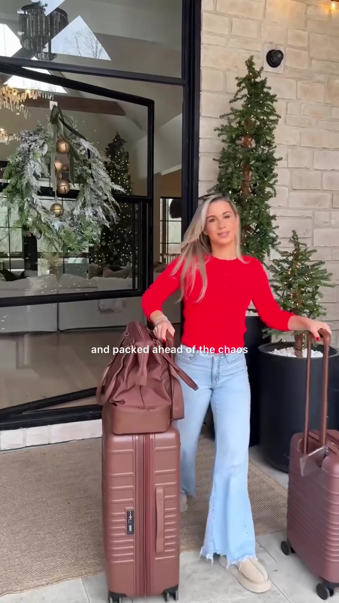 TikTok post by @katelynrosebrown for BÉIS Travel. Caption reads: It’s looking like a very @BÉIS Christmas to me....