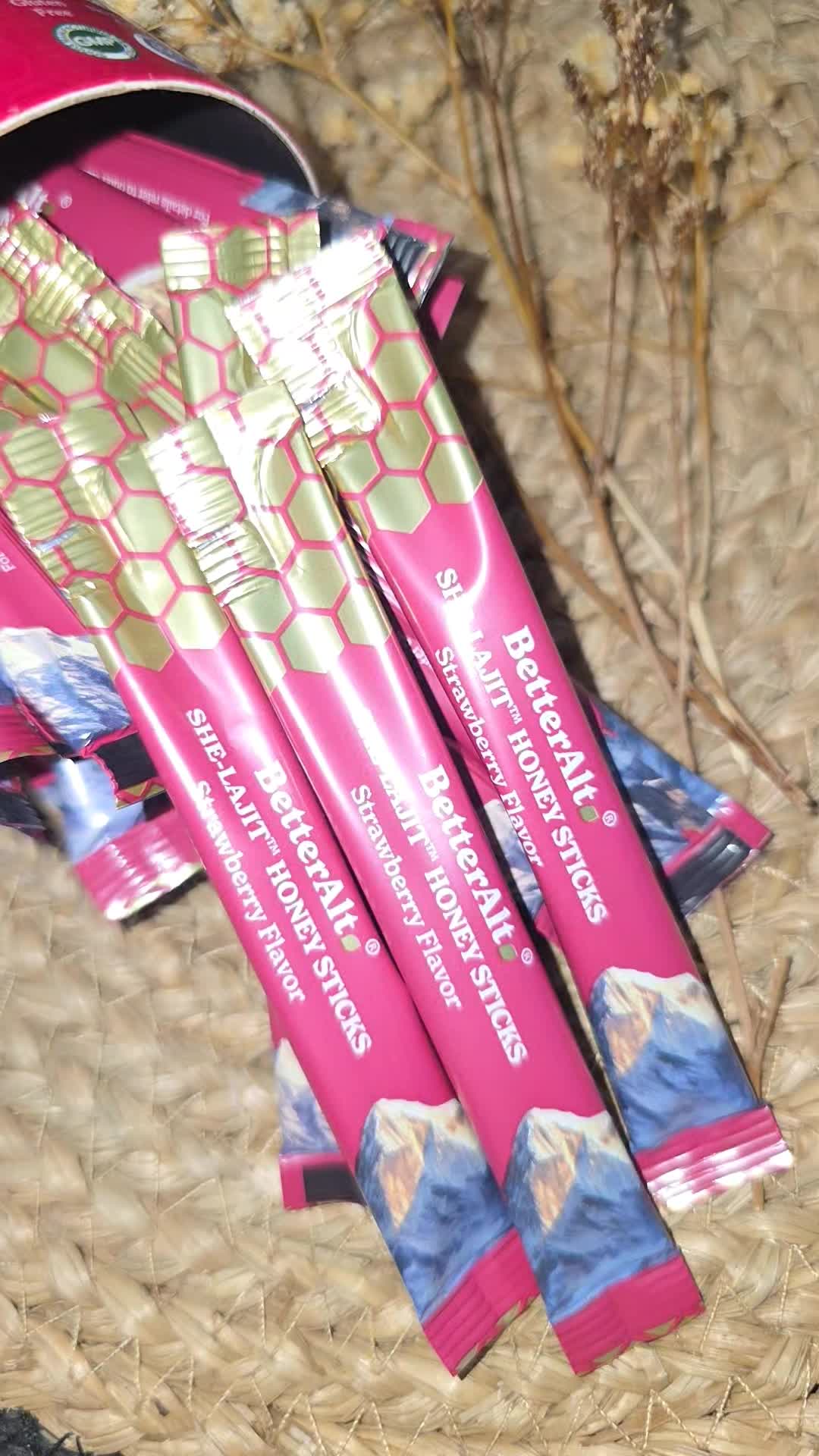 TikTok post by @mia_xo04 for Better Alt. Caption reads: @Better Alt 🍓 BetterAlt SHE-LAJIT Honey Sticks....