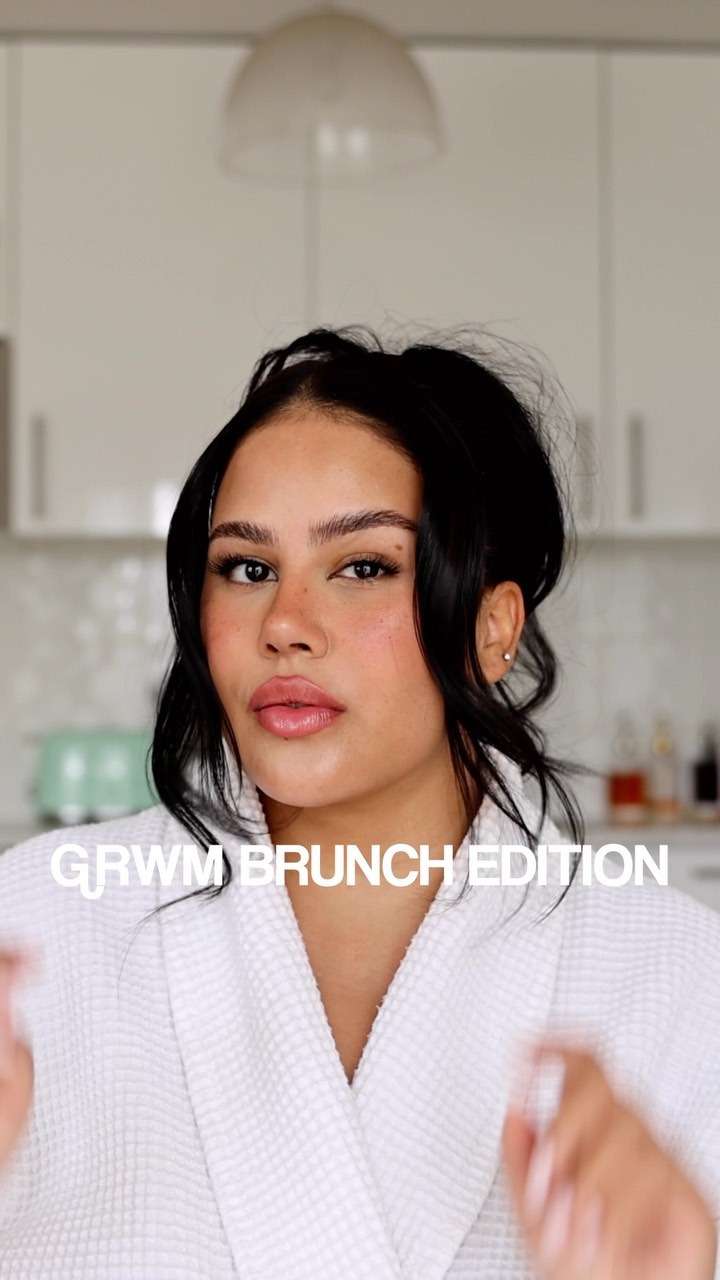 Instagram post by @carinachatel for Eylure. Caption reads: GRWM pour aller bruncher 🫶🏽 avec mes faux-cils....