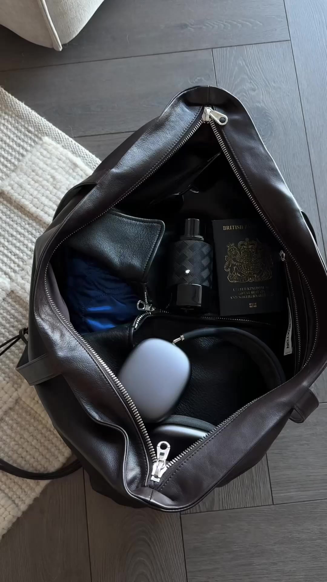 TikTok post by @shanebain_ for Montblanc. Caption reads: [...] winter fragrance I bring on my travels....