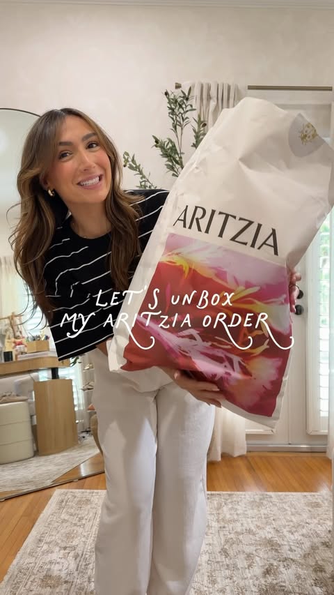 Instagram post by @laurenashleypatao for Aritzia. Caption reads: My latest @aritzia order is SO insanely good!!!....