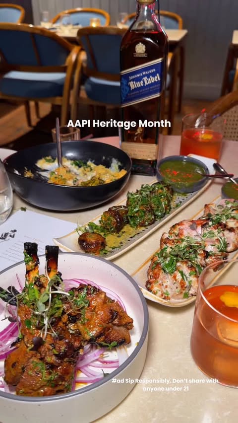 Instagram post by @jerica.feasts for Johnnie Walker. Caption reads: #ad In honor of AAPI Heritage Month,....