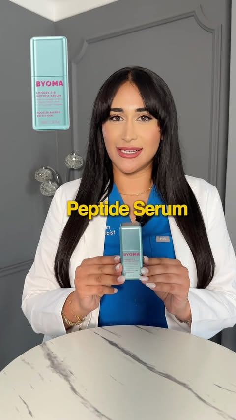 Instagram post by @healthwithnyrah for BYOMA. Caption reads: [...] peptide serum caught my attention. ✨ The....