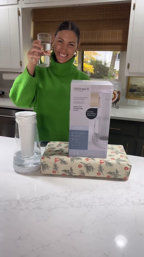 Instagram post by @daniellepiercee for LifeStraw. Caption reads: [...] peace of mind with a handblown glass....