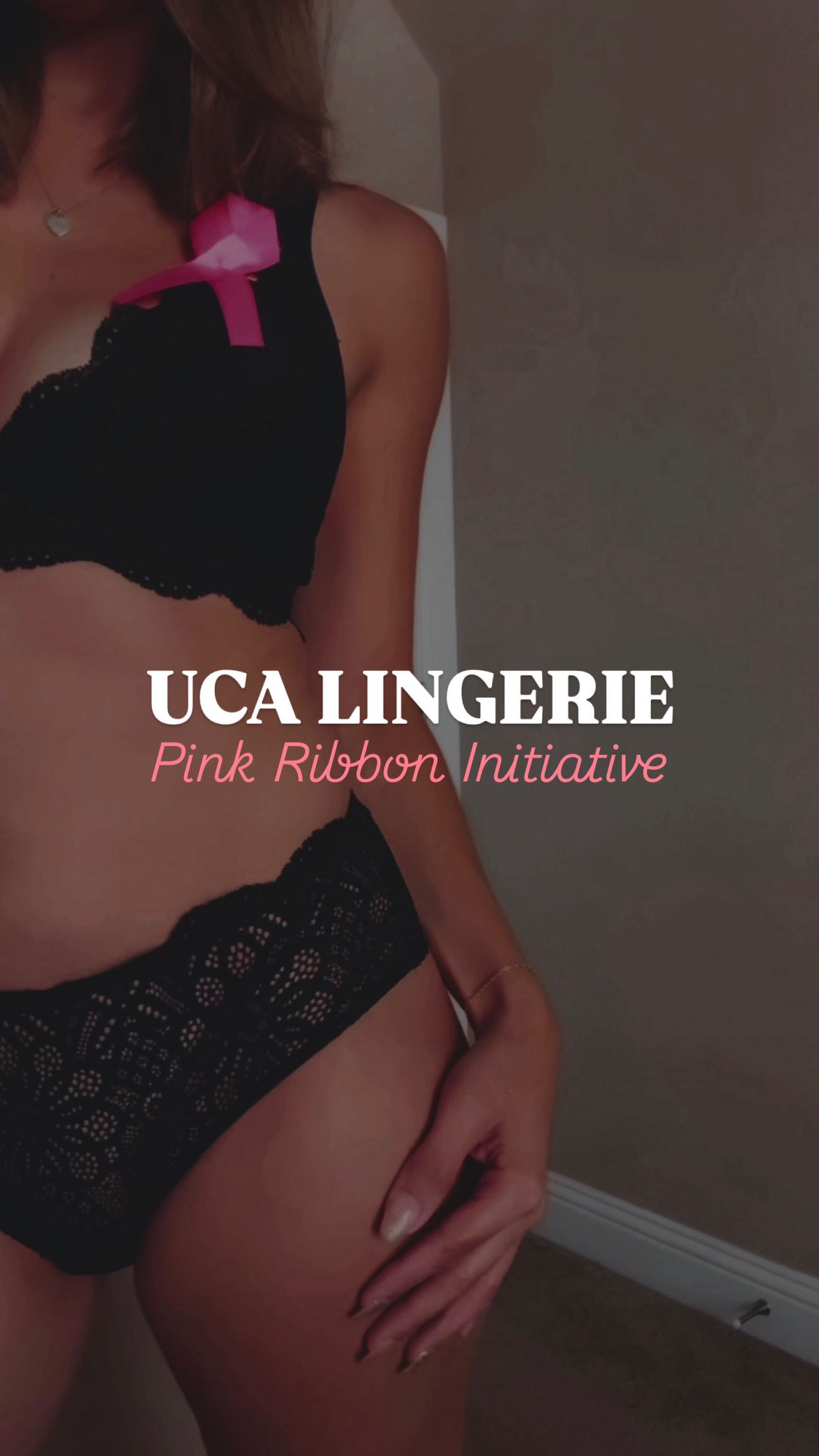 Instagram post by @amandagreer__ for UCA Lingerie. Caption reads: [...] fighters and survivors. Join me and....