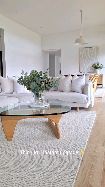 Instagram post by @thelittlewhiteedit for Miss Amara. Caption reads: [...] Blanca Ivory Textured Wool Rug from....