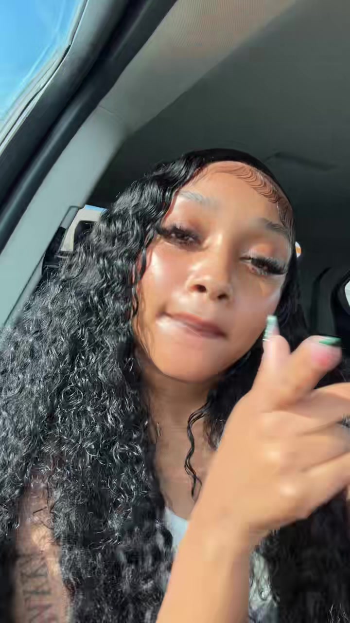TikTok post by @fallonlanae for Sterly Hair Shop. Caption reads: Can never go wrong with a deep wave wig this....